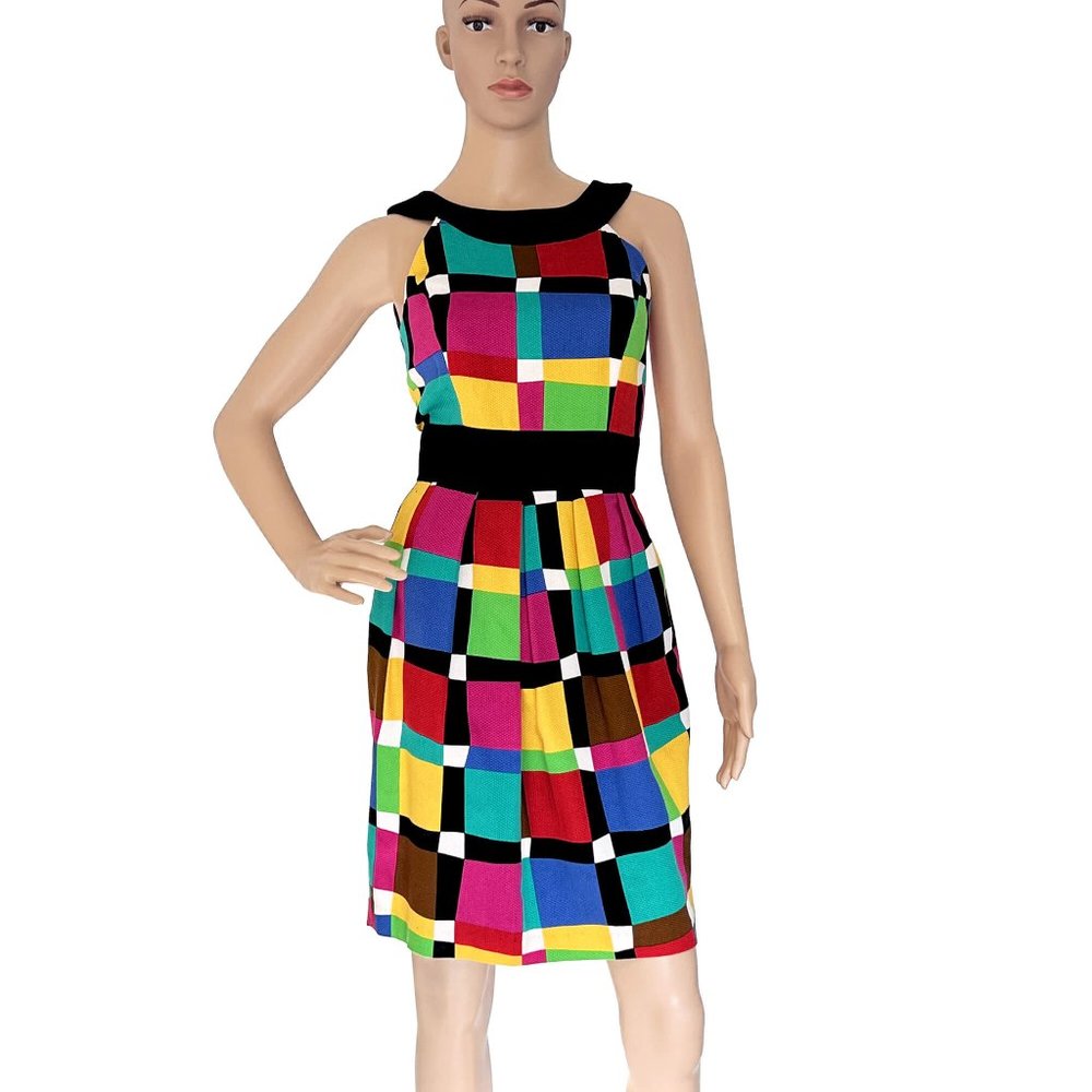 Vintage Multicolor Plaid Dress - 2P - by Ann Tijan, Kenar Petites - Round Color